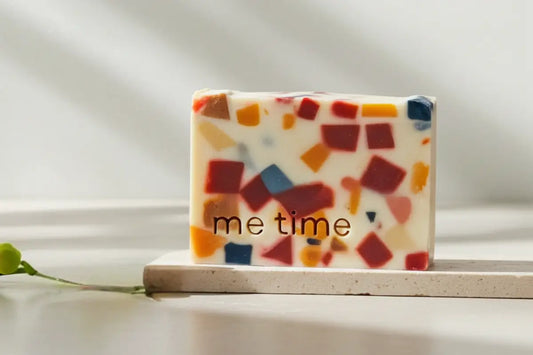 Handcrafted terrazzo soap made from zero-waste soap offcuts by Me Time Soaps UAE